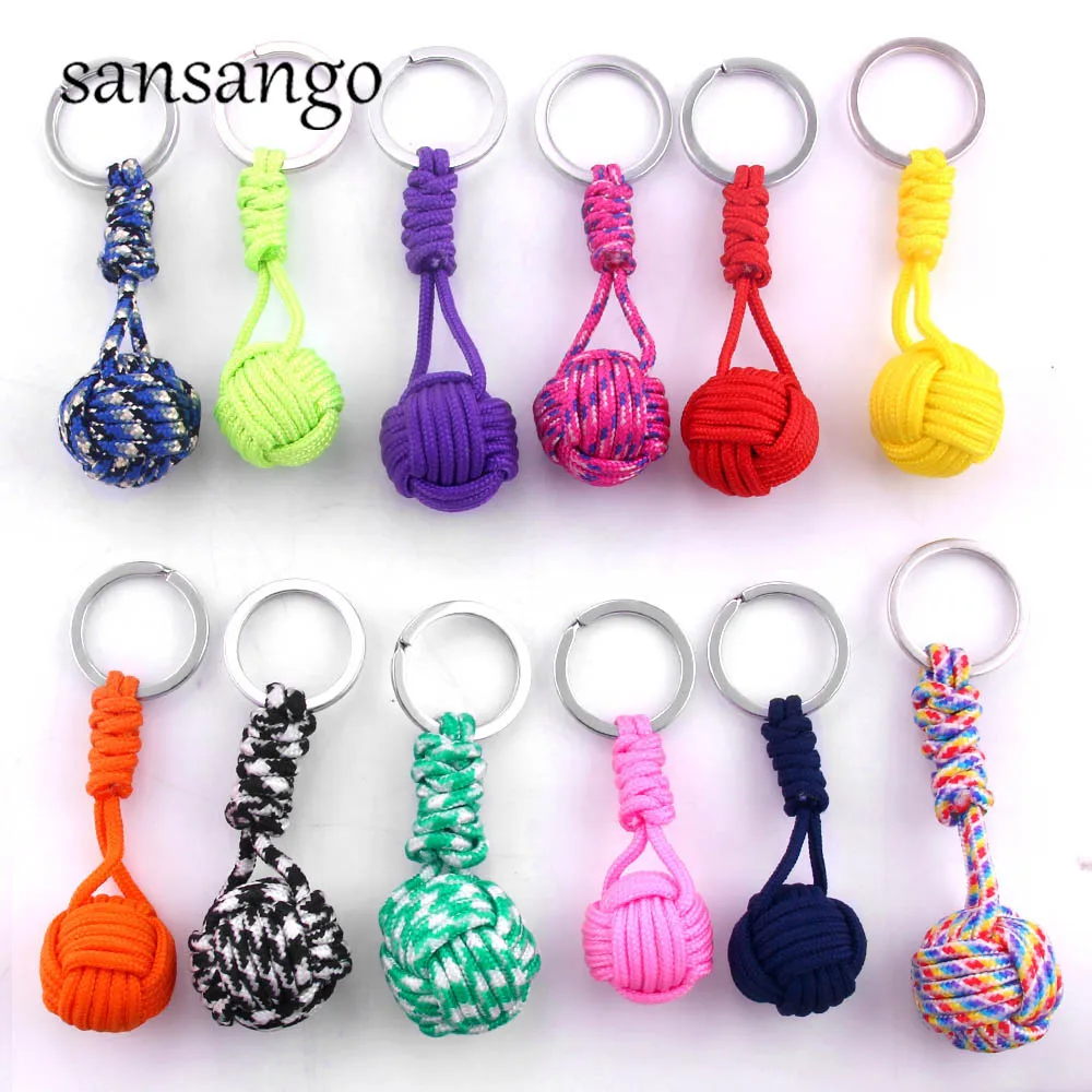 New Woven Paracord Lanyard Keychain Outdoor Survival Tactical Military Parachute Rope Cord Ball Pendant Keyring key chain