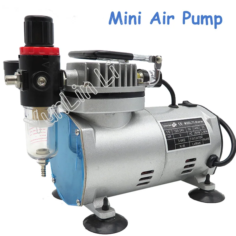 

220V Small Air Compressor 23-25 L/min 1/5Hp Small Electric Piston Vacuum Pump Airbrush Compressor MS18-2