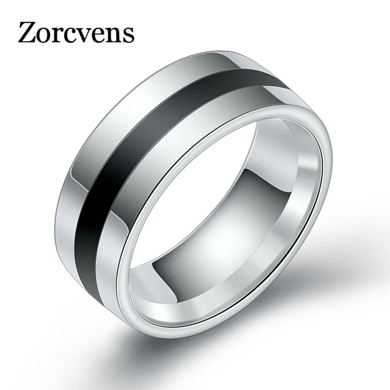 ZORCVENS 316L High Quality Men Epoxy Titanium Stainless Ring Lover Couple Rings for Women Men silver color Vintage Cool Rings