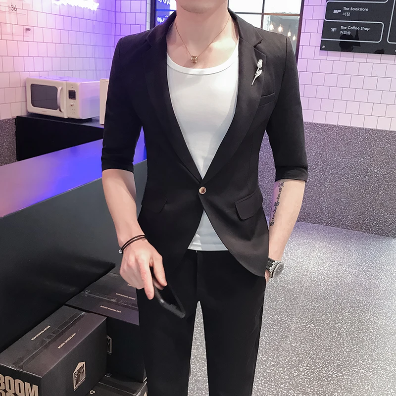 

Vestidos Verano 2019 Groom-suit-white Suits Mens Silk Terno Masculino Black Mens Suits with Pants Slim Fit Red Elegant Men Dress