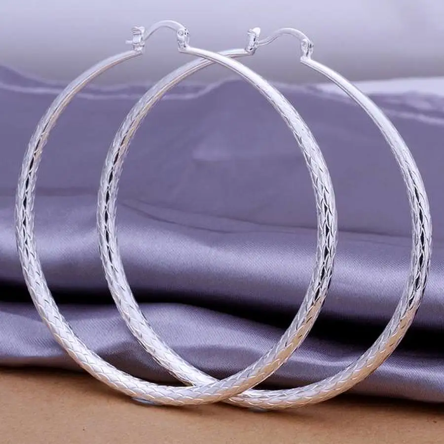 fashion beautiful top quality charm 7CM Silver color Earring big circle women lady Jewelry free shipping nice gift wedding E289