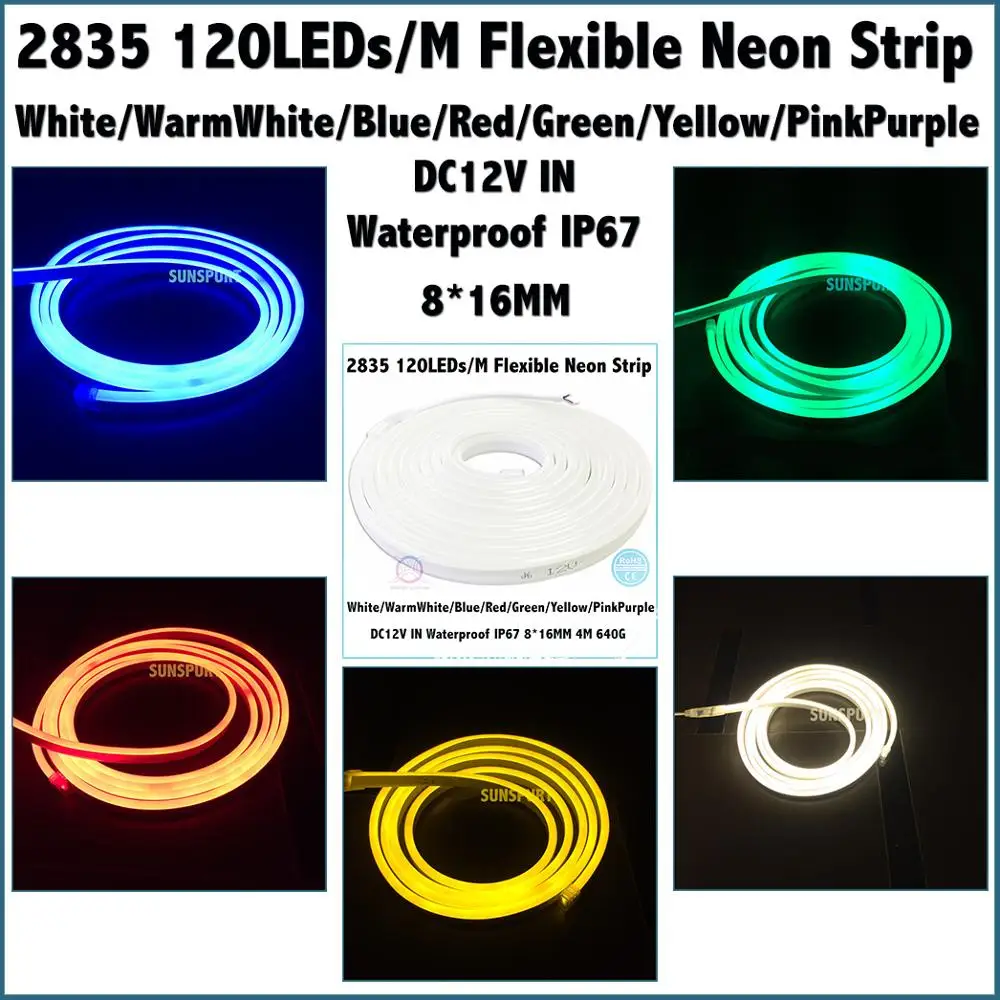 

2-20Meters Factory IP67 DC12V LED Light Strip 2835 120LEDs/M Flexible Neon Strip For Living Room Bedroom Garden Highway Square