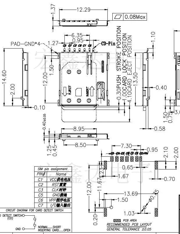 100Pcs/Lot Bomb Nano-Sim 7Pin Mini Micro Card Holder Slot Bomb Gold Plated Nano Sim