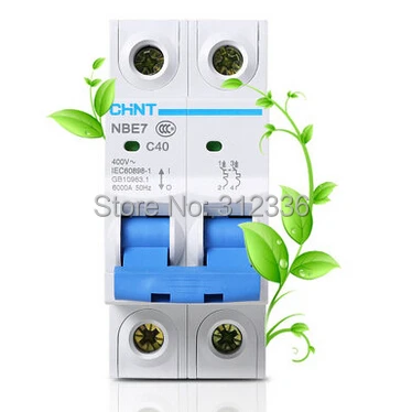 Free Shipping  small air switch unipolar  C40 2P 40A  2 pole generator switch use Electric shock protection domestic C type