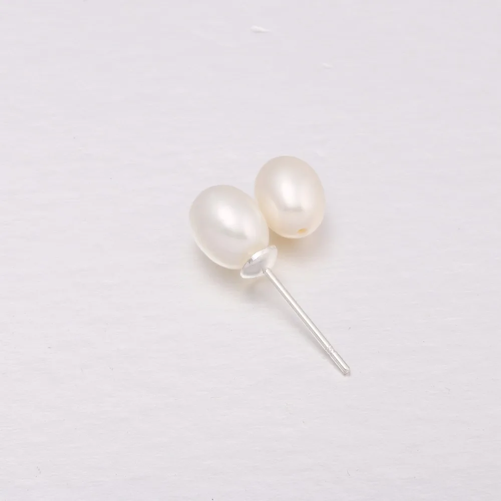 10 pieces 100% Natural Pearl Half Hole Cultured Freshwater White Rice Pearl Beads Half-drilled Hole 6-7 mm