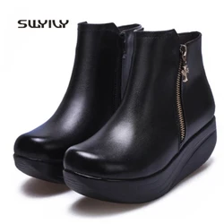 SWYIVY Women Toning Shoes Winter Warm Large Size43 Sneakers Women 2018 New Plus Velvet Height Increasing Women Swing Shoes