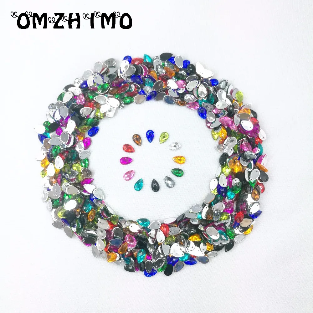 8x13mm Drop Shape Acrylic Rhinestones 50Pcs Flatback Pointed Stones Strass For DIY Crafts