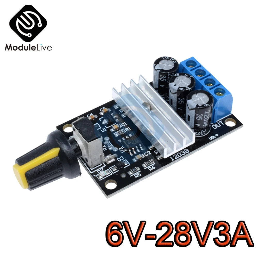 DC 6V 12V 24V 28V DC 3A 80W PWM Motor Speed Controller Modul Regler Einstellbar variable Speed Control Potentiometer Schalter