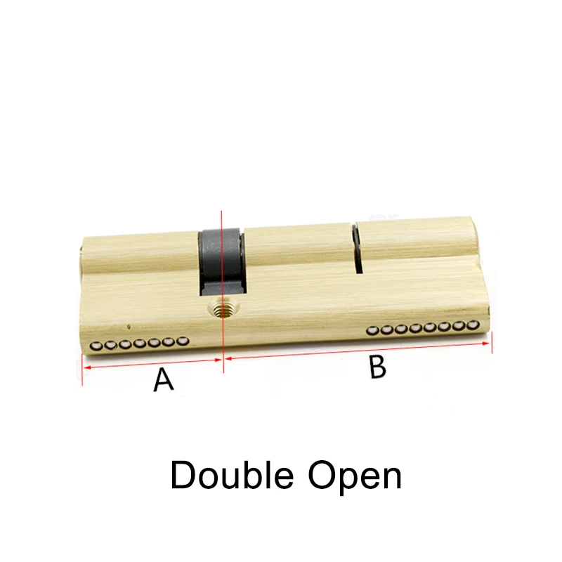 Gold Double or Single Open Cylinder Hardware Indoor 60/65/70/75/80/90 Lock Door Cylinder Brass Lock Extended 3pcs key