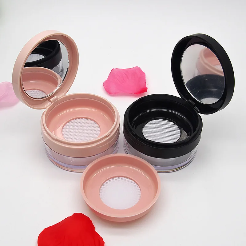 Loose Powder Case 10 Gram Empty Cosmetic Container Elasticated Net with Mirror A Puff Cosmetic Powder Compact Shading Powder