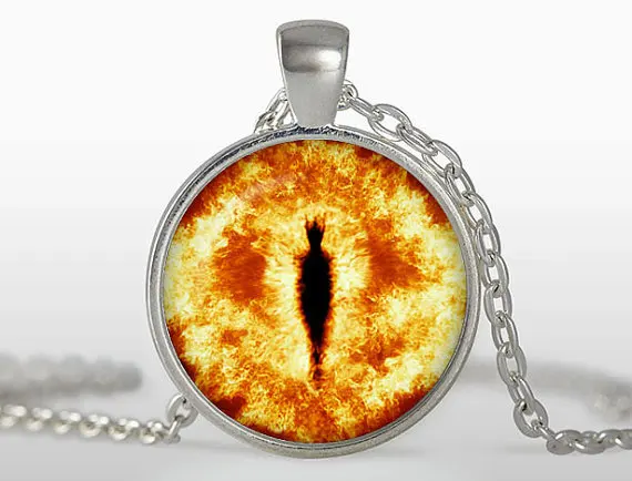 New Trendy Sauron Evil Eye Necklace Photo Jewelry Round Picture Pendant Novel Link Chain Glass Cabochon Necklaces Gifts Men HZ1