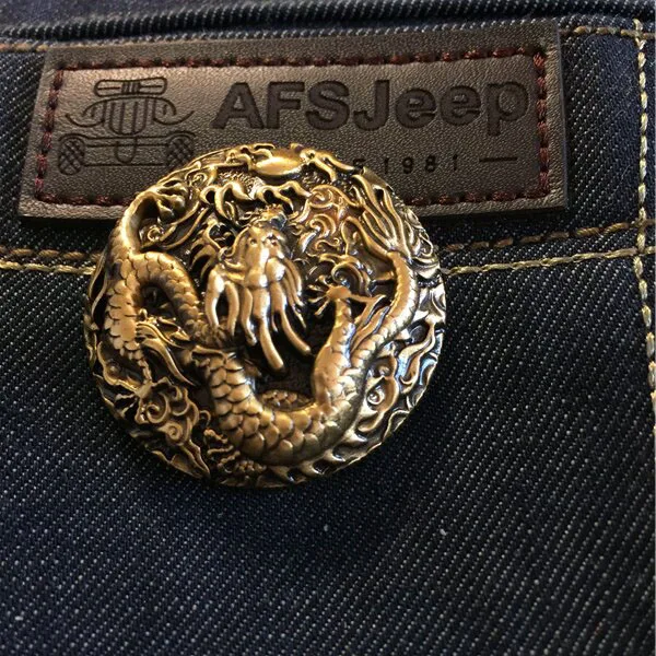 33mm Solid brass Antiqued Bronze Metal decoration Button Antique Decorated Set Dragon For DIY Wallet Bag Decor Leather craft