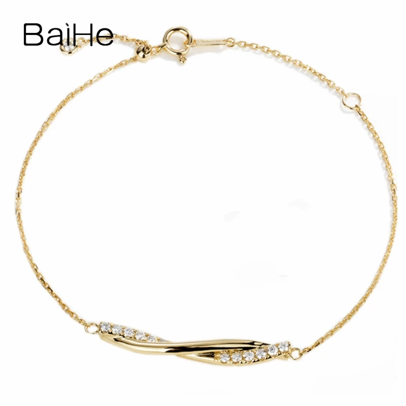 BAIHE Solid 18K Yellow Gold 0.29ct H/SI Natural Diamond Bracelet Women Wedding Women Trendy Fine Jewelry Pulsera de diamantes