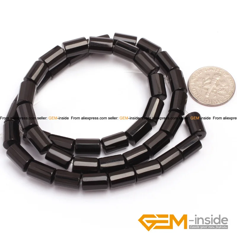 Natural Stone AA Grade Black Agates Tube Loose Spacer Beads For Jewelry Making Strand 15\