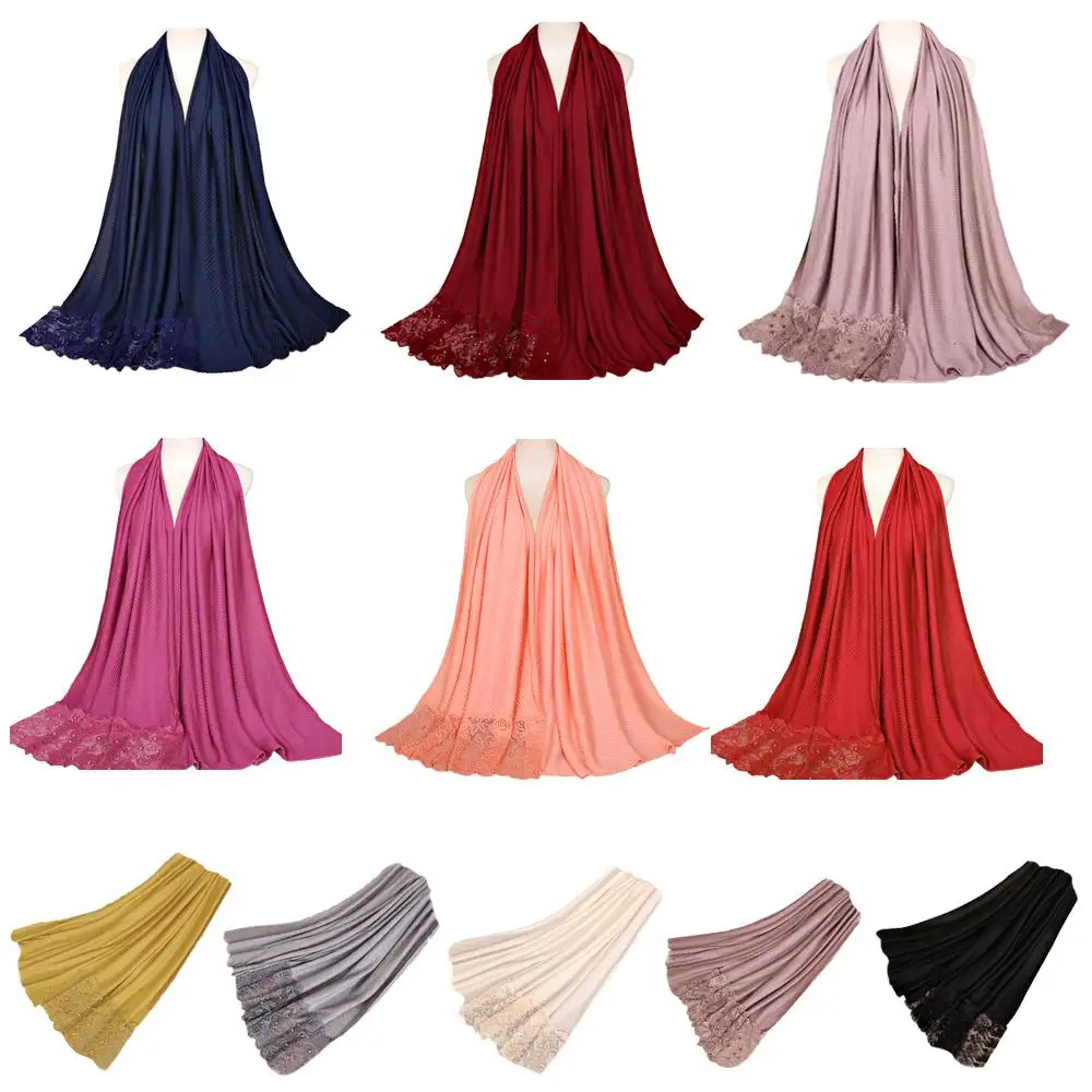 

New Women Cotton Linen Scarf Shawl Pleated Crinkle Wrinkle Muslim Hijab Beading Islamic Turban Headscarf Wrap Headscarf 200*70CM