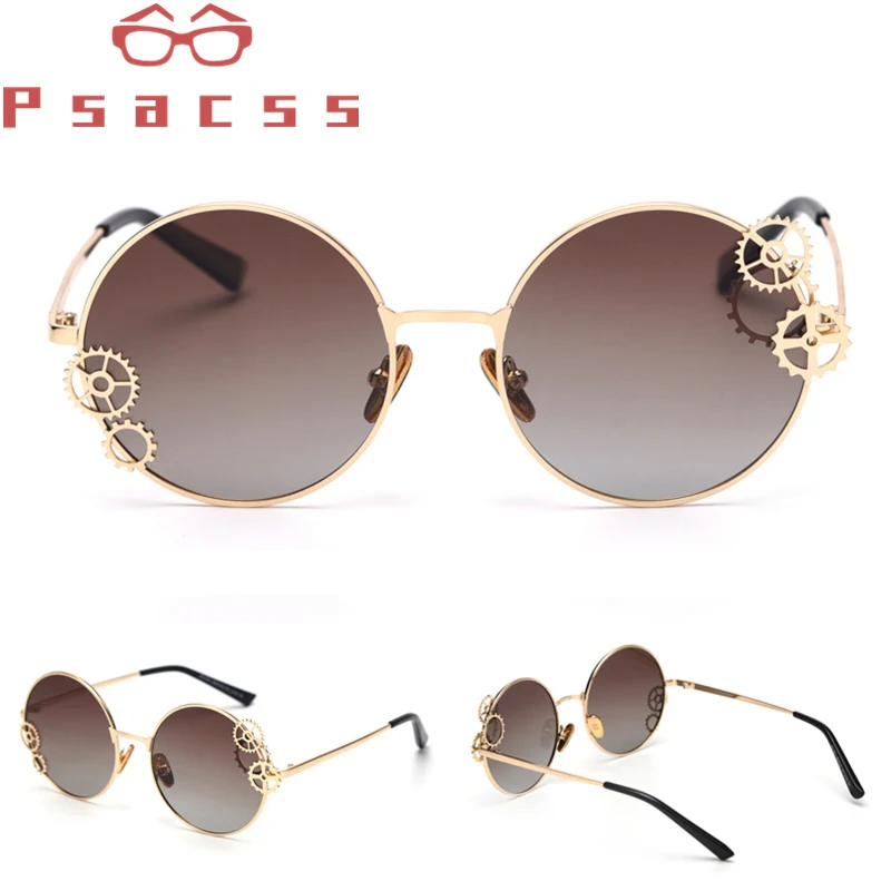 

Psacss Round Punk Polarized Sunglasses Women Men High Quality Alloy Frame Vintage Gear Brand Designer Sun Glasses Party UV400