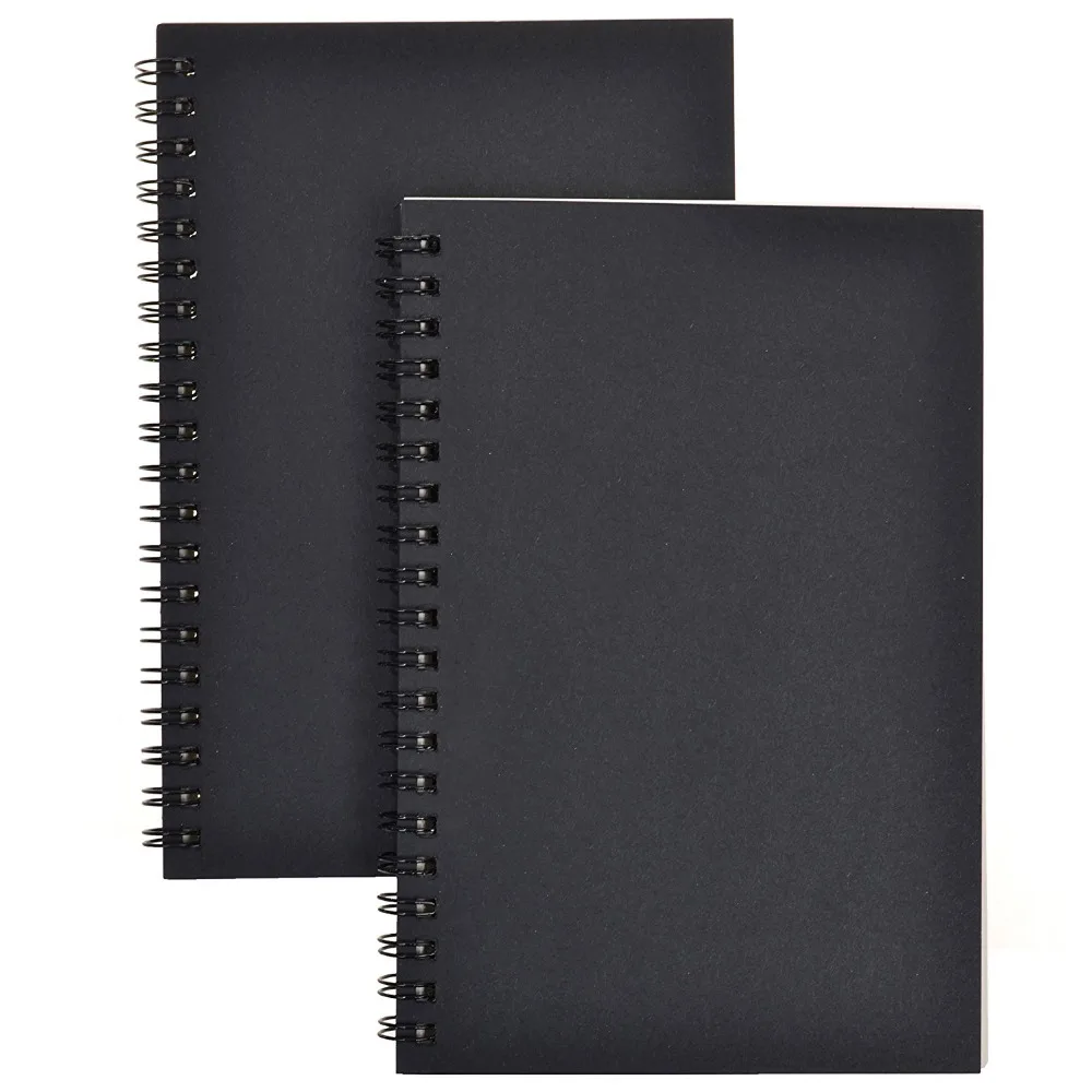 Set of 2 Durable Paper Universal Sketch Pad Sketching Book Sketches Book Notebook for drawings and Sketch Journal (Black)