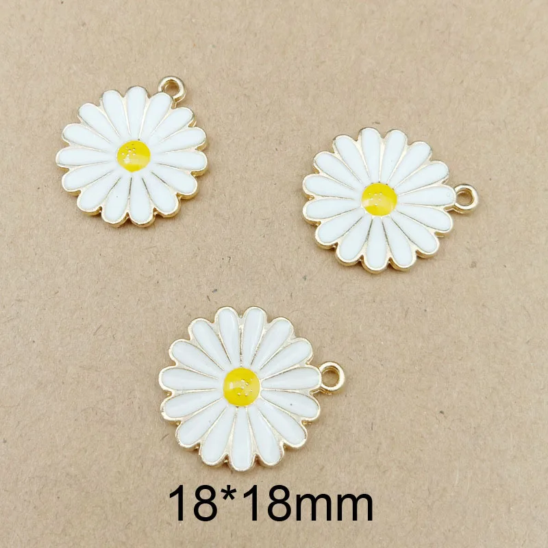 10pcs 18*18mm Beautiful chrysanthemum flower pendant alloy enamel Charms DIY accessories of necklace bracelet headdress YZ460