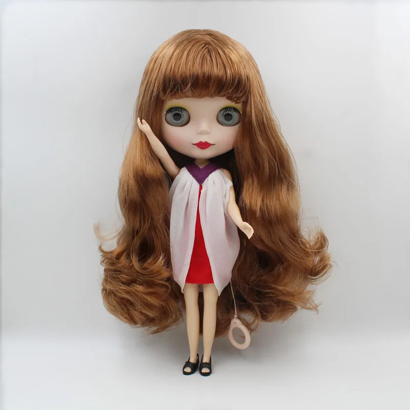 Blygirl,Blyth doll,Light brown wavy bangs, frosted surface, normal body, 7 joints, 1/6 dolls, 30cm, can be replaced