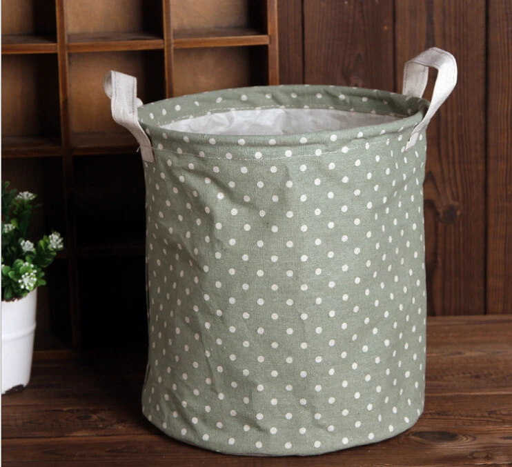 Bohimian Style storage bucket Mix Color Spot linen storage bag Waterproof desk organizer Foldable laundry bag