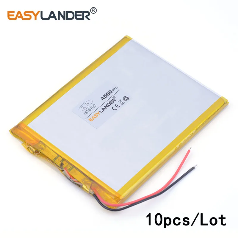 

10pcs/Lot 3.7V 4500mAh 5876100 lithium Li ion polymer rechargeable battery For GPS PAD E-book laptop power bank video game