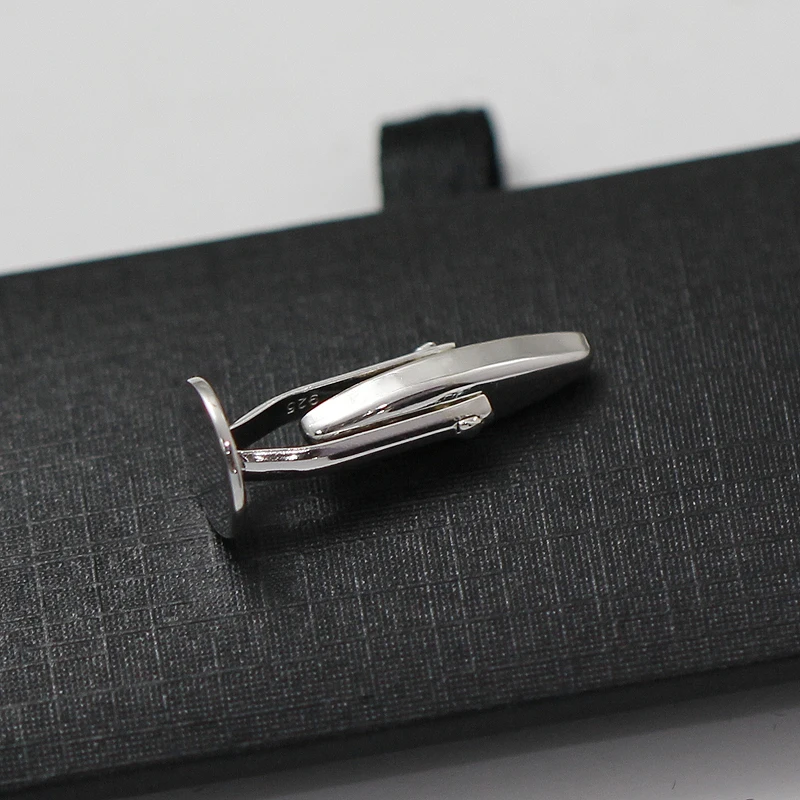 Beadsnice 925 Solid Silver Cufflink Blanks with 10mm Flat Round Pad for Resin and Cabochon Handmade Cufflink Base Mens Cufflink