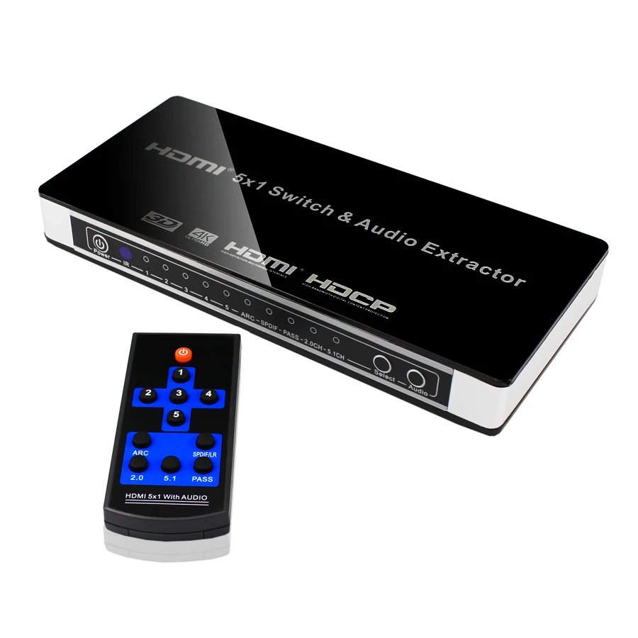 Conmutador Compatible con HDMI, Extractor de Audio HD 5x1, 4K x 2K, 3D ARC Audio, EDID setting 7.1ch/ADV/2CH