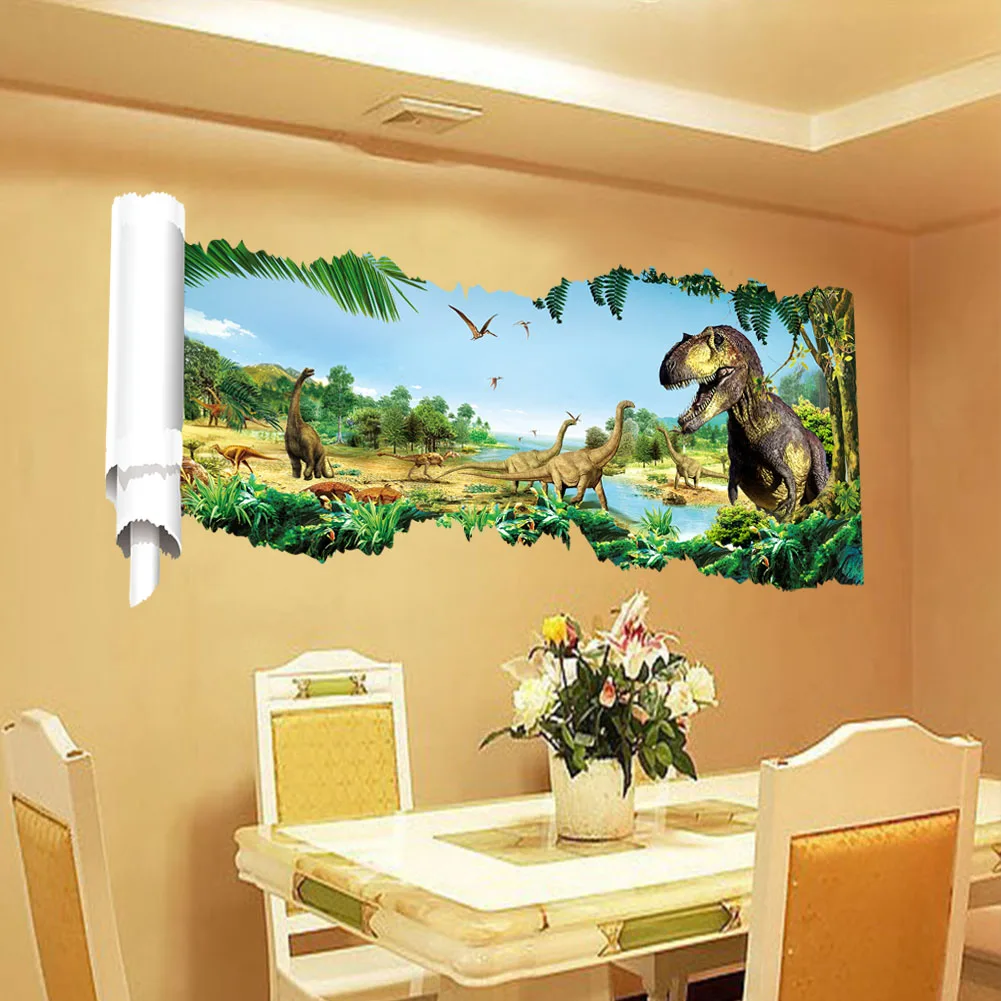 Dinosaur primitive world wall stickers for kids room bedroom nursery classroom wall background decor removable wall decals