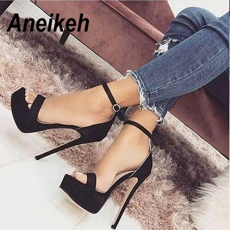 Aneikeh 2024 NEW High Heels Sandals Summer Sexy Ankle Strap Open Toe Party Dress 14CM Platform Gladiator Women Shoes Size 41 42