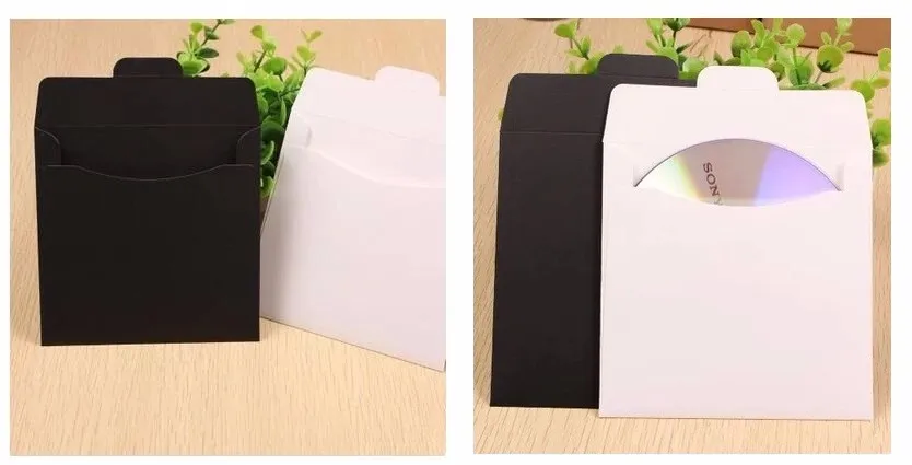 

50 шт., белый чистый бумажный футляр для компакт-дисков и DVD-дисков/чехол/коробка с рукавами, свадебная упаковочная коробка для компакт-дисков, черная картонная коробка для компакт-дисков/DVD