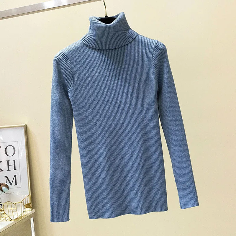 

Fashion Knitted Sweaters 2022 New Autumn Winter Korean Turtleneck Slim Knit Pullovers Sweater Women's Knitwear X226