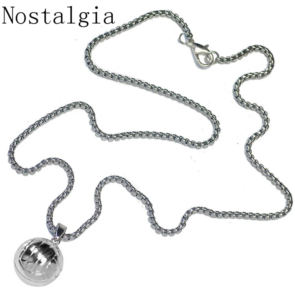 New 3D Volleyball Sports Pendant Necklace I Love Volleyball Stainless Steel Chain Ball Charms Pendnat Necklace Men Women Gift