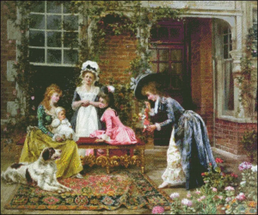 Needlework Full embroidery Craft DIY Cotton threads DMC Counted Cross Stitch Kit Oil painting 14 ct Admiring the Baby