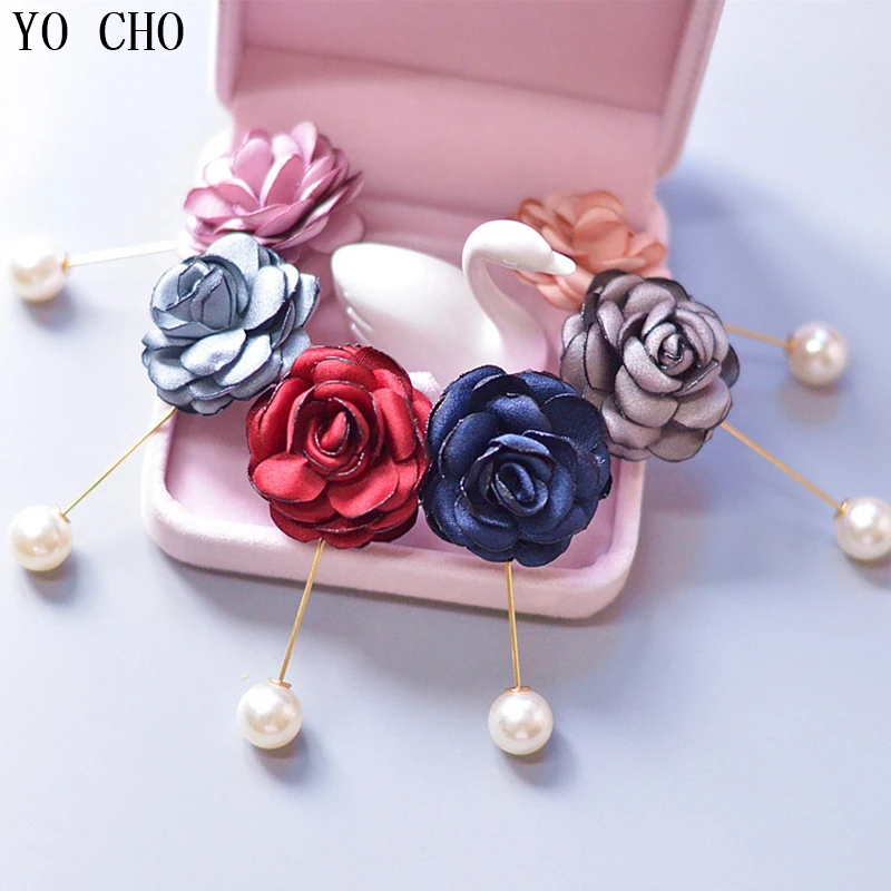 YO CHO-broche Boutonniere para mujer, ramillete para fiesta de boda, reunión de negocios, Pin de solapa, elegante, flor de boda, decoración Personal, 2 uds.