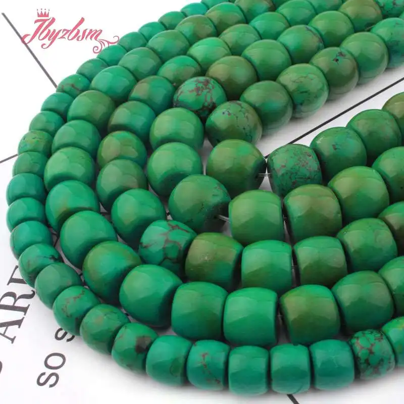 8x10,10x12,12x14,14x16mm Drum Green Turquoises Stone Loose Beads For DIY Necklace Bracelets Jewelry Making 15\