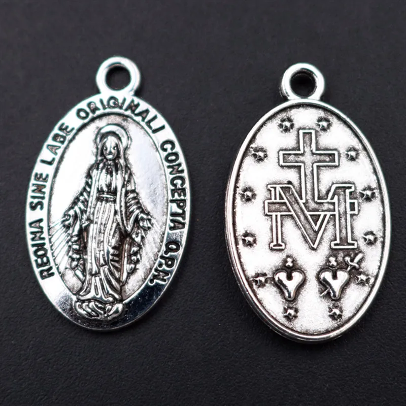 12Pcs Our Lady of Apparitions Sacred Heart Guadalupe Miraculous  Catholic Virgin Mary Pendant DIY Charm Jewelry Crafts Making