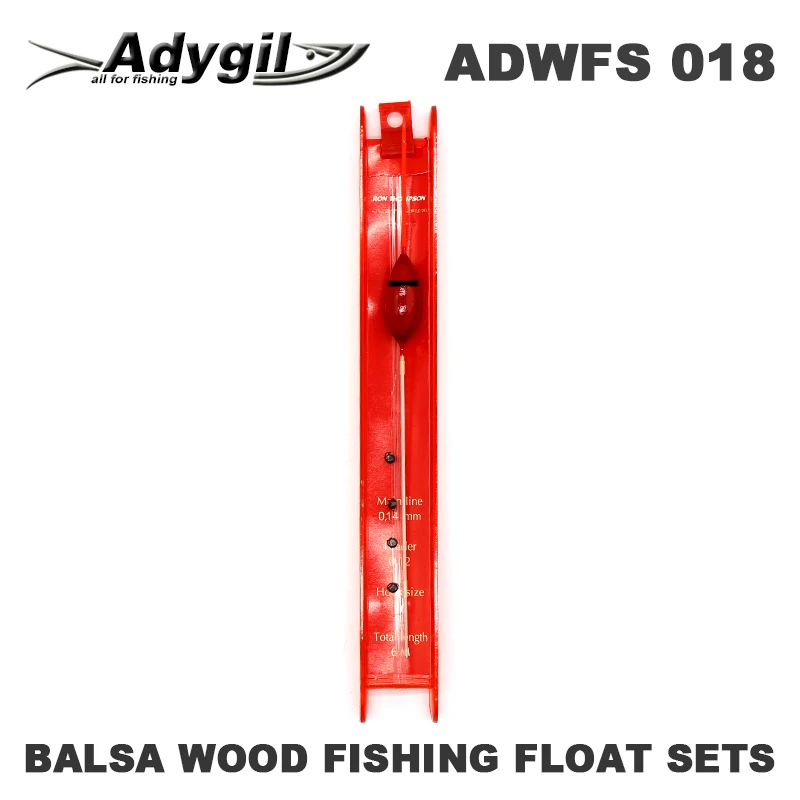 Adygil Balsa Wood Fishing Float Sets ADWFS 018 Floatation 0.5g Length of Line 60cm Hook Size #16 5pcs/lot