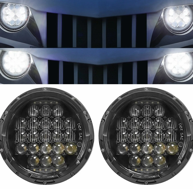 

2pcs 7inch 75W Black/Silver LED Motorcycle Headlamp High Low Beam DRL Projector Headlamp for Jeep Wrangler