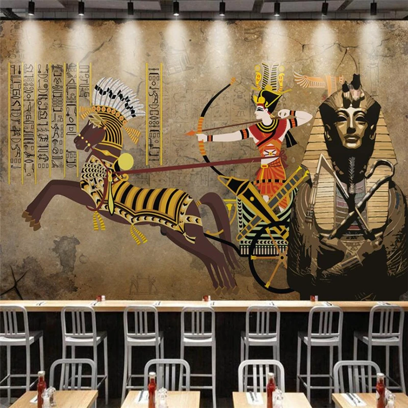 

wellyu Customized large mural green silk cloth wallpaper 3d retro nostalgic Egyptian TV background wallpaper