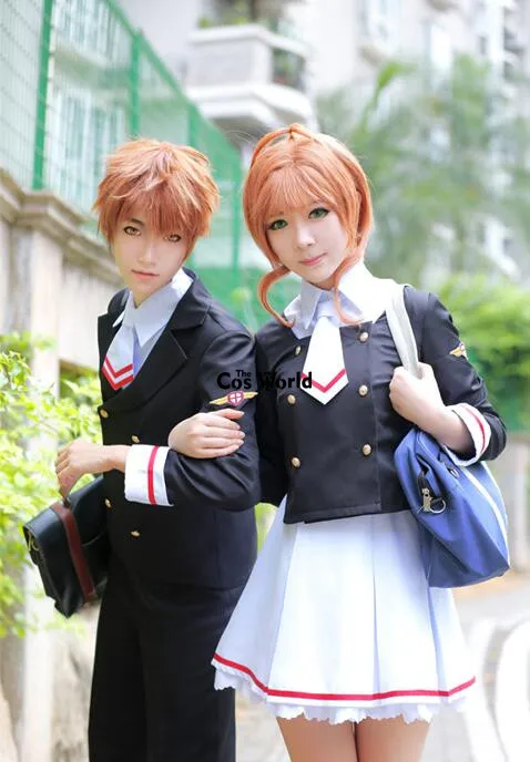 Cardcaptor Sakura CLEAR CARD Kinomoto Sakura Li Syaoran Junior High School Uniform Tops Dress Coat Pants Outfit Cosplay Costumes