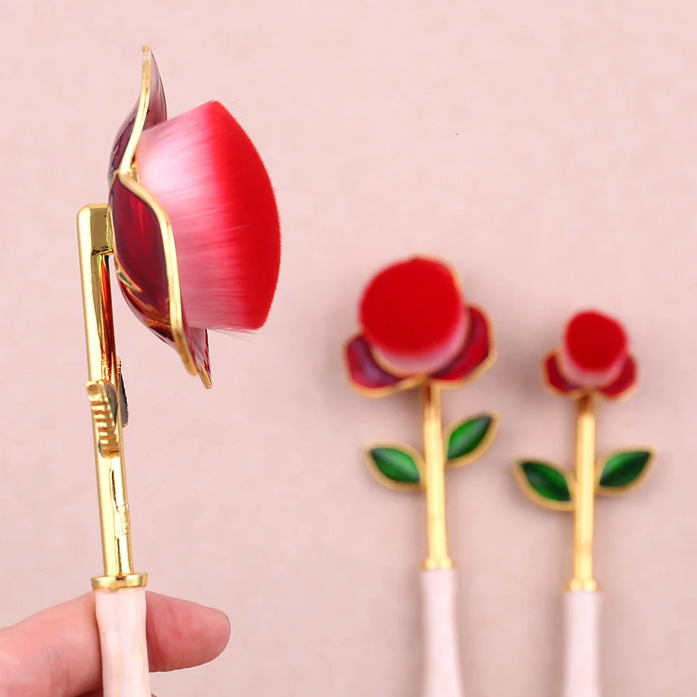 New The Little Prince Red Rose Flower Brush Beauty and The Beast Makeup Brush Cosmetic Foundation Brush For Woman Gift With Box