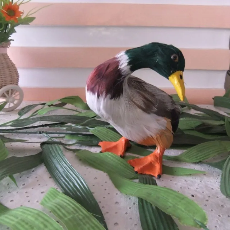 13x11 см имитация игрушки, модель утки с поворотом головы, полиэтилен и мех, смола, ремесло, реквизит, украшение, подарок d0080