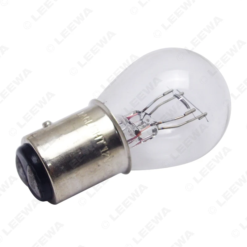 LEEWA 10pcs 10pcs DC12V Car BAZ15D/P21W/4W/1122 Clear Glass Lamp Brake Tail Bulb Car Indicator Halogen Lamp #CA4276