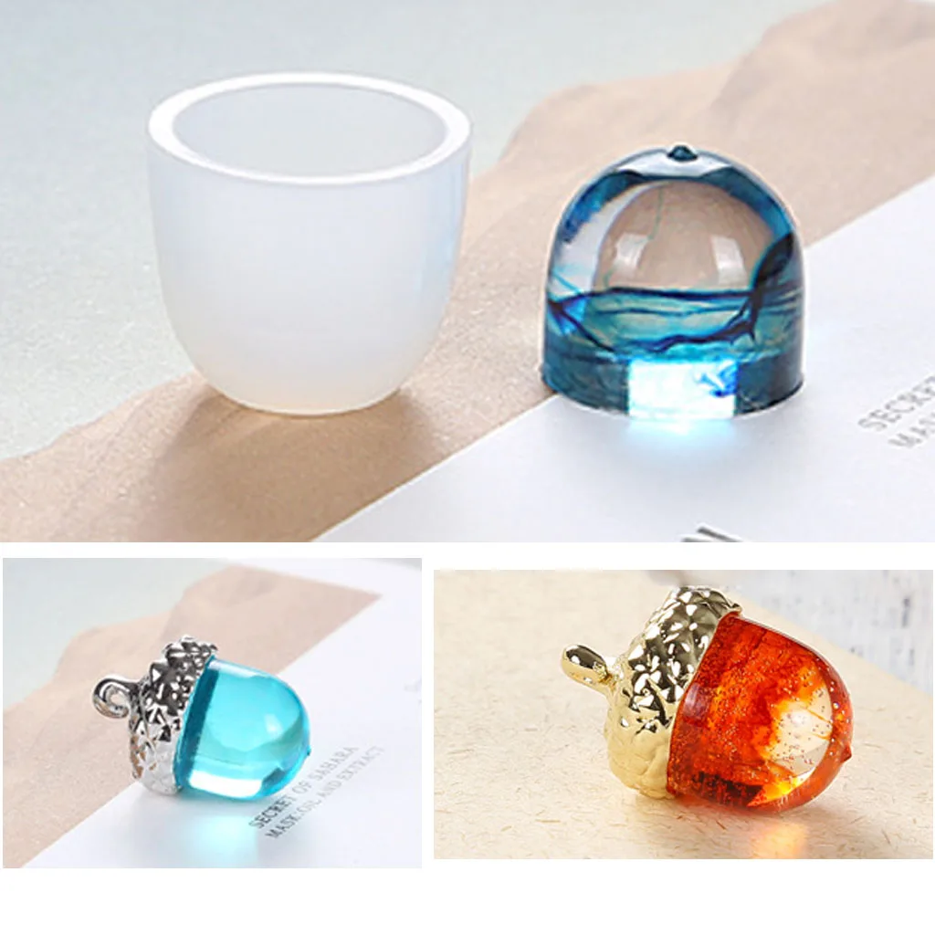Molde de silicona para joyería, accesorio con forma de bellota para arcilla polimérica, resina epoxi, pendientes, colgantes, fabricación de dijes,