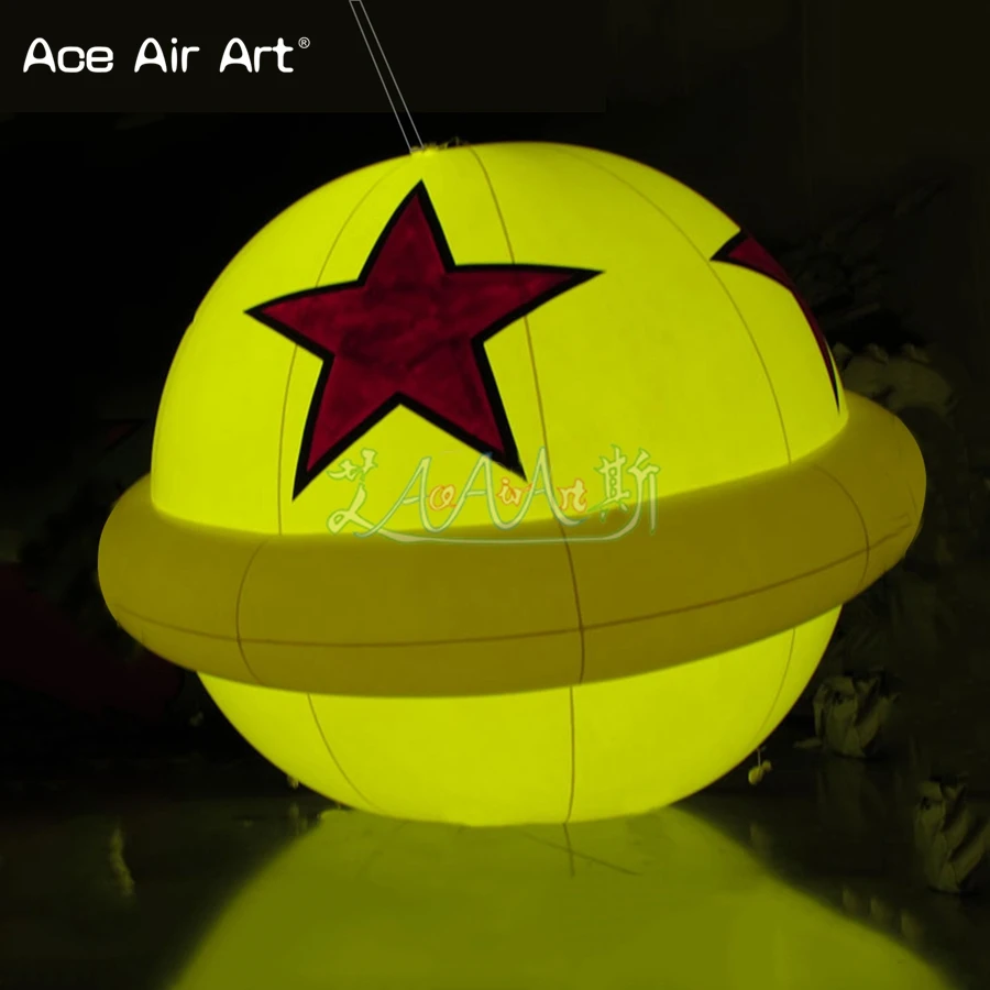 Hanging EU Balloon Inflatable LED Light Balloon with 5 Point Stars for Decoration for France