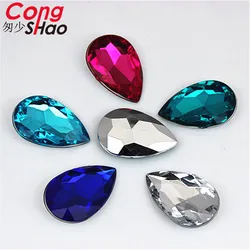 Cong Shao 50pcs 20x30mm Acrylic rhinestone trim Drop Pointback Stones And Crystals Clothing Crafts Ornament Accessories CS143