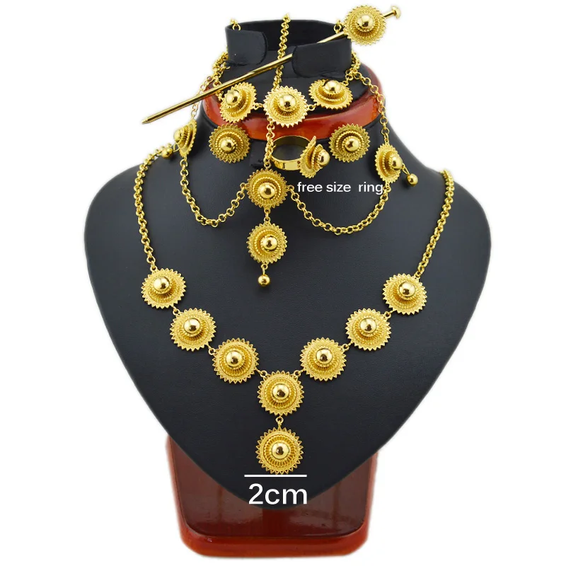 Women Ethiopian wedding jewelry sets Gold Color Jewelry African/Sudan/Nigeria/Kenya bridal jewelry sets