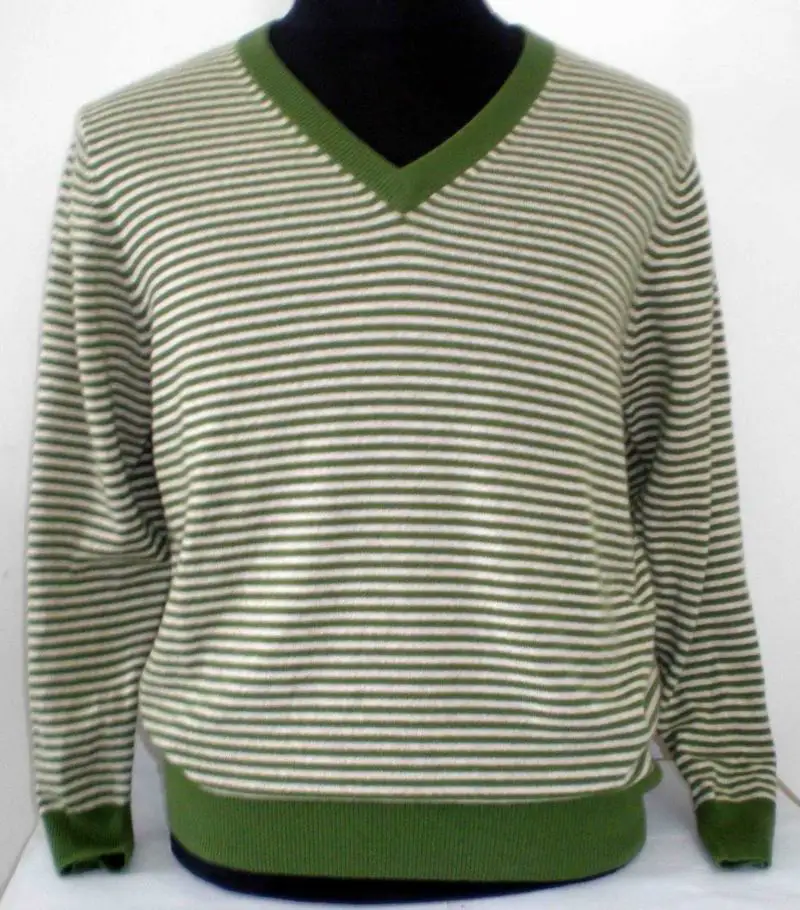 Cashmere sweater Men's pullover Fashion style Green Orange stripe Natural fabric High quality Stock clearance Free shipping