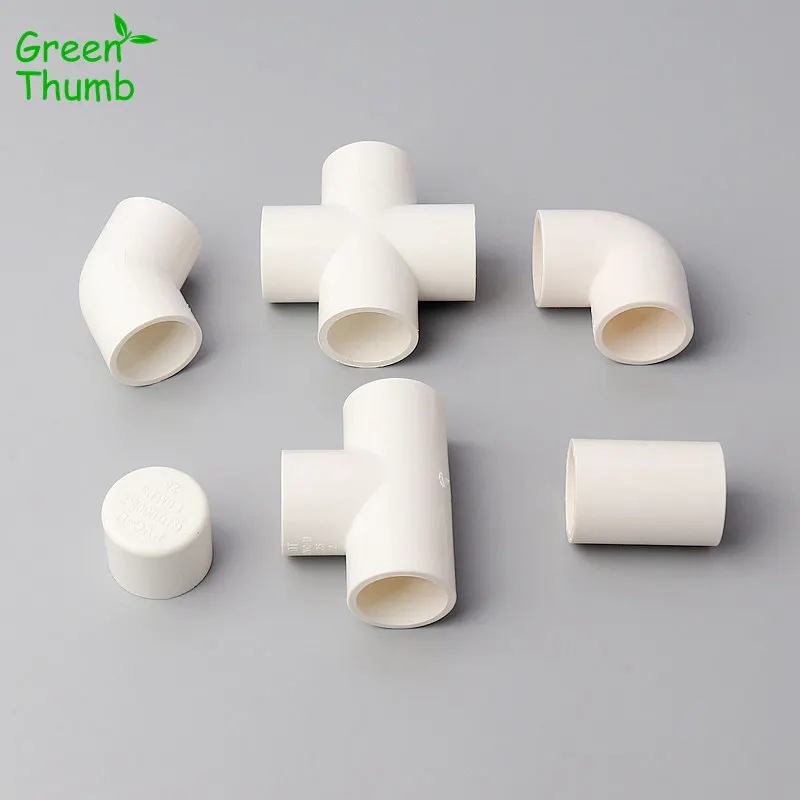 25pcs 25 mm PVC Water End/Straight 3/4 Ways Connector 45/90 Degree Elbow Equal Water Pipe Connector Garden Irrigation Fittings