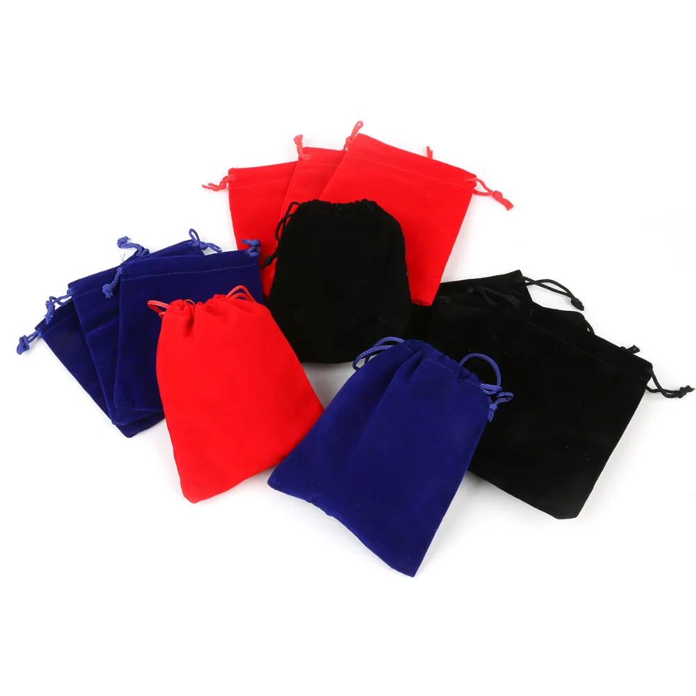 Red/Black/Dark Blue 10*12cm 5pcs Velvet Packing Drawstring Pouch Bag/Jewelry Bag Christmas/Wedding Gift Bead Container Storage